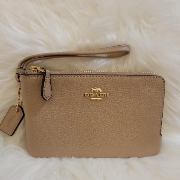 Coach Handbags - COACH Double Zip Wrislet Taupe NWT
